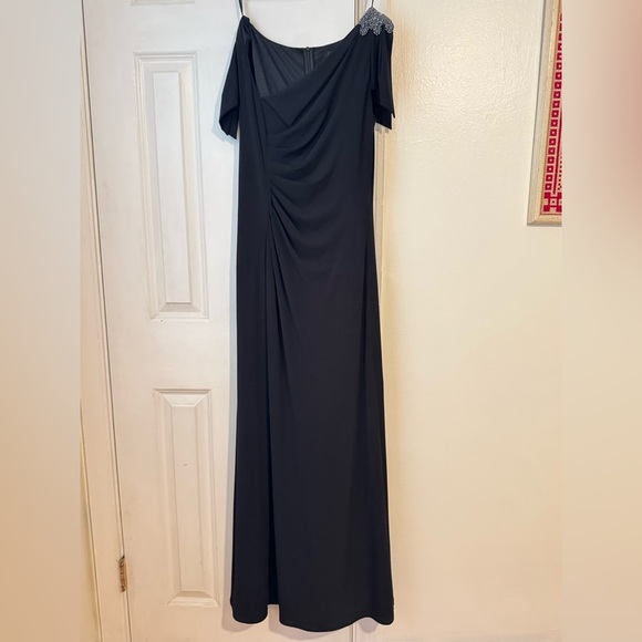 David Meister Black Ruched & Beaded Jersey Elegant Gown Dress Sz6 $398 retail - Picture 8 of 10